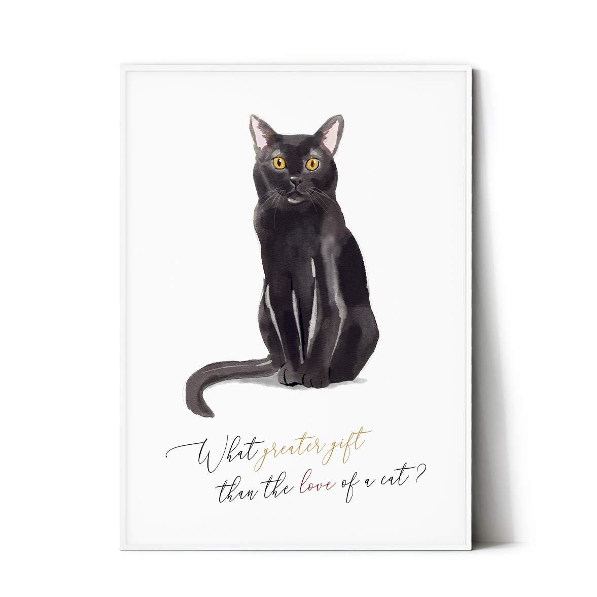 Amazon.co.jp: E.hina アートポスター【黒猫】モノクロ 白黒 ミニマ